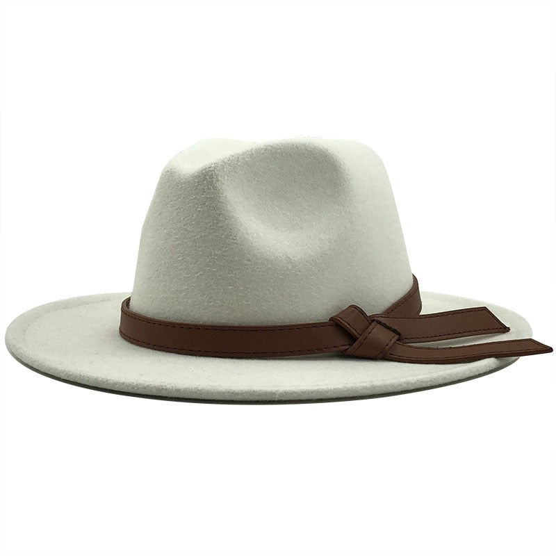 LOUIS Men's Felt Fedora Hat in White
