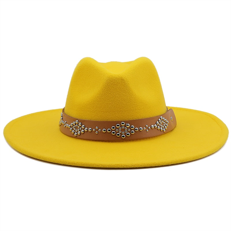 RICHARD Men's Felt Fedora Hat in Yellow
