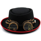 ROBERT Men's Steampunk Pork Pie Hat with Goggles