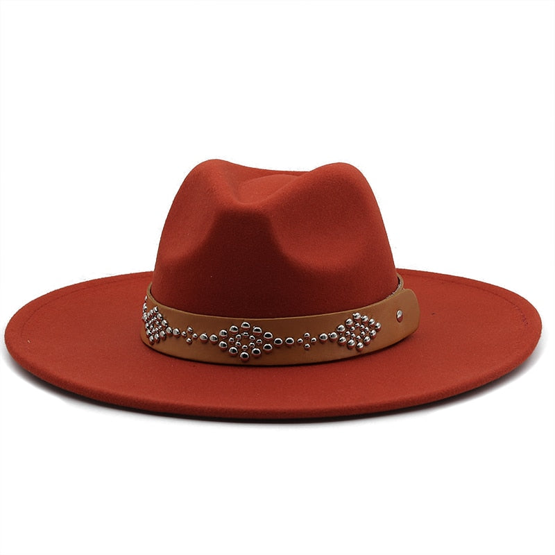 RICHARD Men's Felt Fedora Hat in Rust Red