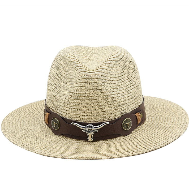SELEUCUS Men's Straw Panama Hat in Beige