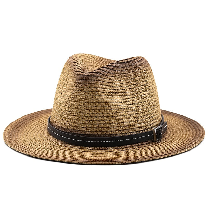 KHUFU Men's Straw Panama Hat in Khaki/Brown
