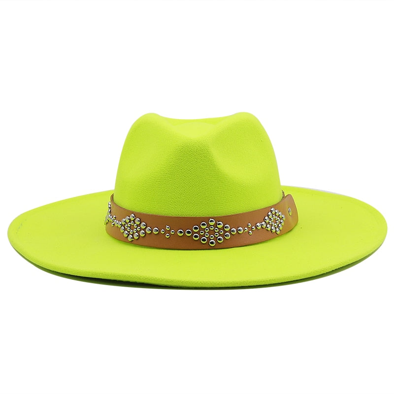 RICHARD Men's Felt Fedora Hat in Neon Green