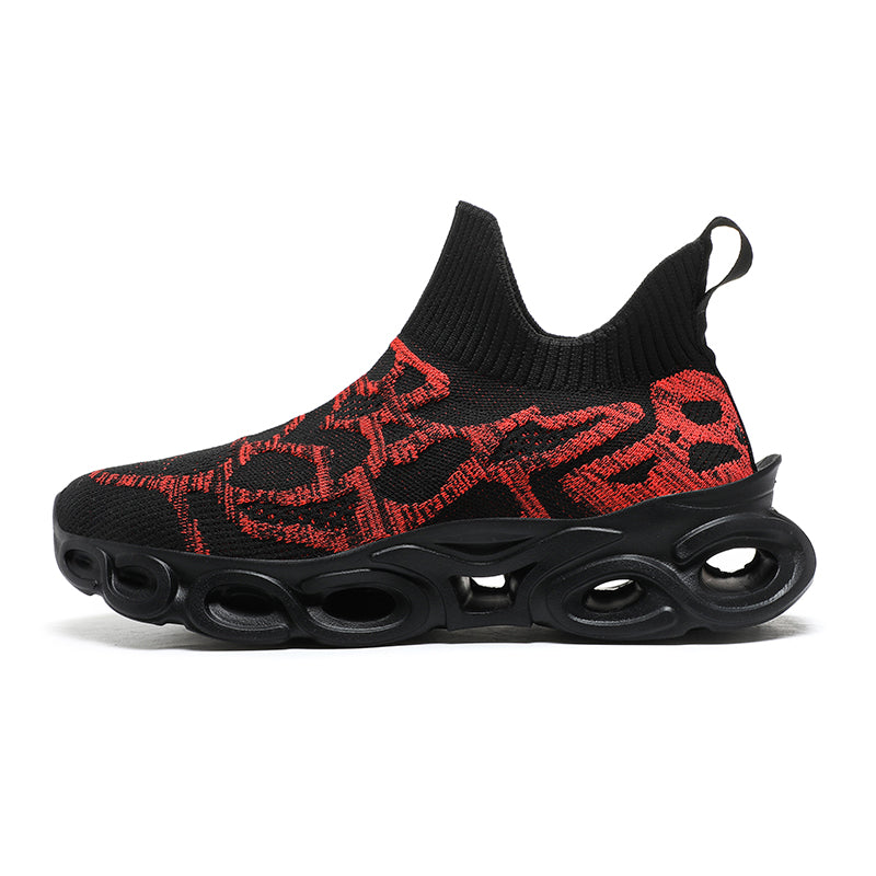 'Stealth Phantom' X9X Sneakers in Carbon Black/Red