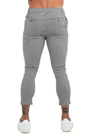 7357 Grey Checked Skinny Fit Chinos