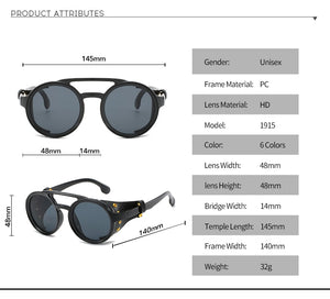 1915 Retro Sunglasses w/ Leather Side Shields