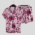 MLB Design R19 Shirt and Shorts Set in Floral Pink