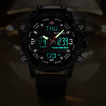 Luxury Analog/Digital Leather Sports Watch