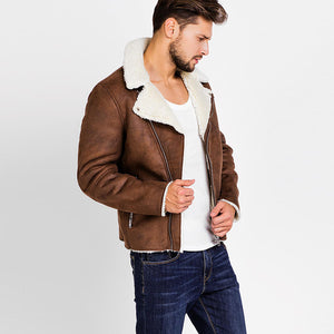 Luxury Fur Lined Suede Leather Jacket
