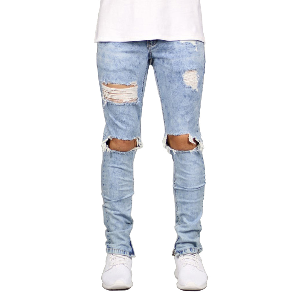 Ripped Ankle Zipper Skinny Stretch Jeans - 2 Colors