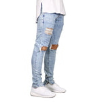 Ripped Ankle Zipper Skinny Stretch Jeans - 2 Colors