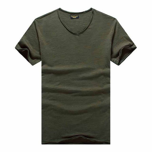 Luxury Pure Cotton V-neck Slim Fit T-Shirt - 7 Colors