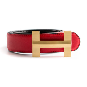 Luxury Solid Brass H Buckle Leather Belt