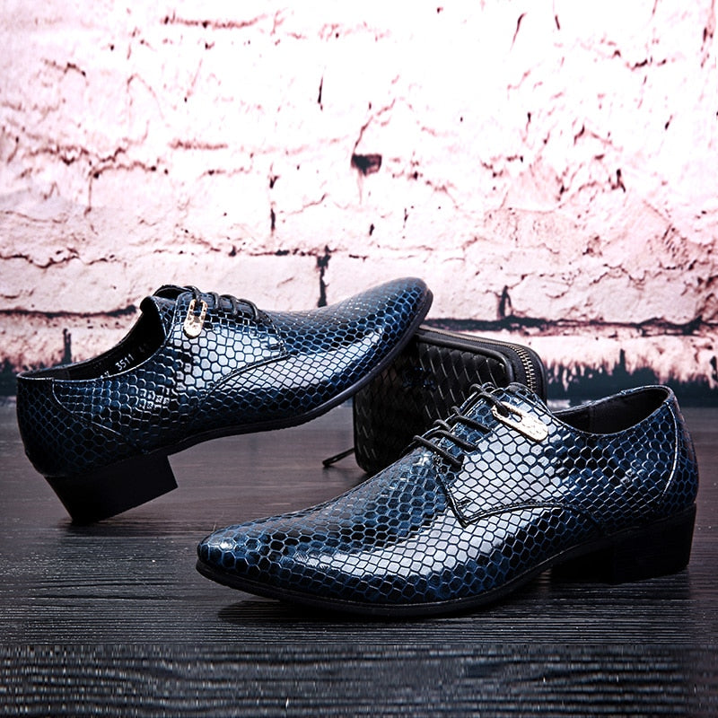 Luxury Snake Leather Design Dress Shoes