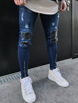 Premium Distressed Skinny Ripped Ankle Zipper Jeans