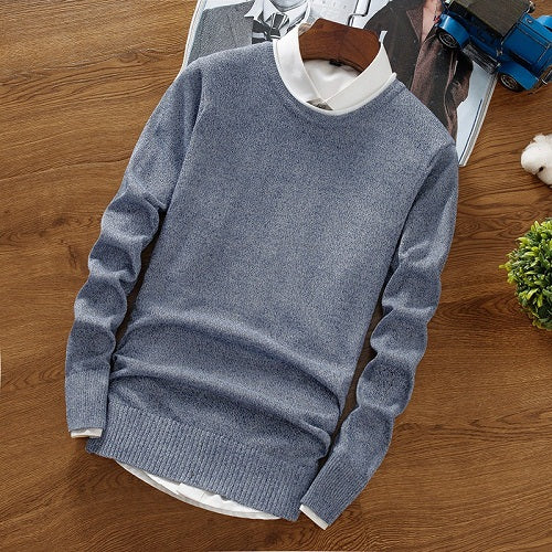 Premium Cashmere Slim Fit Sweater in Navy Blue