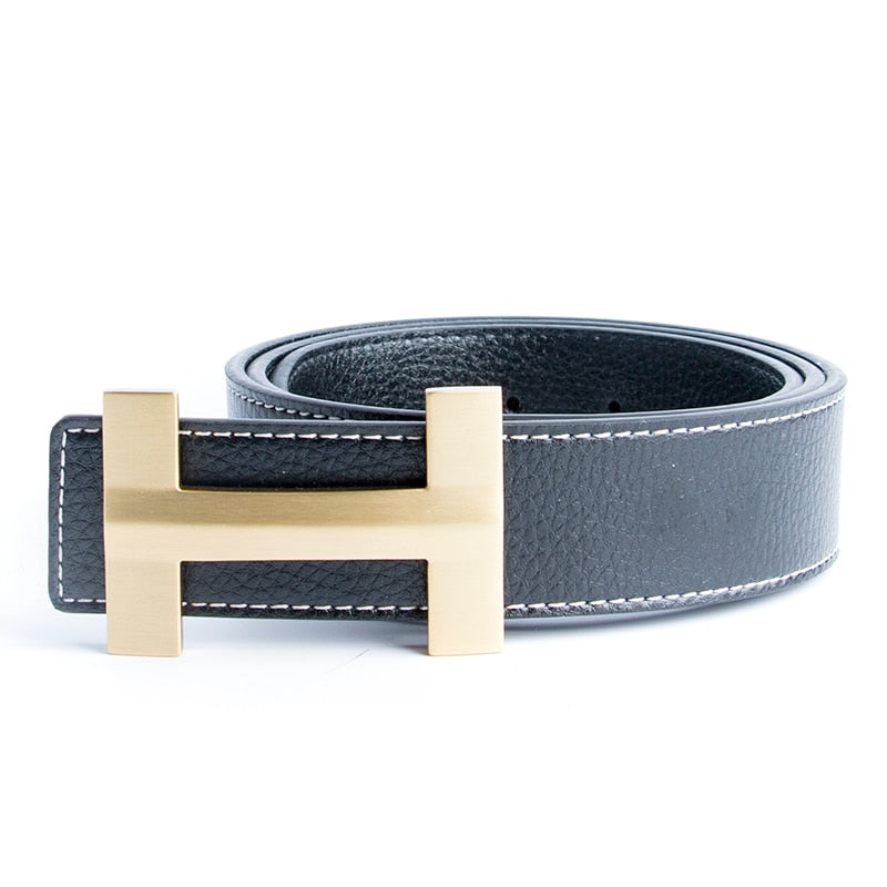 Premio Solid Brass H Leather Belt