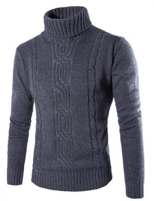 Premium Turtle Neck Cotton Sweater in Dark Grey
