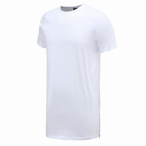Premium Cotton Long T-Shirt with Side Zipper