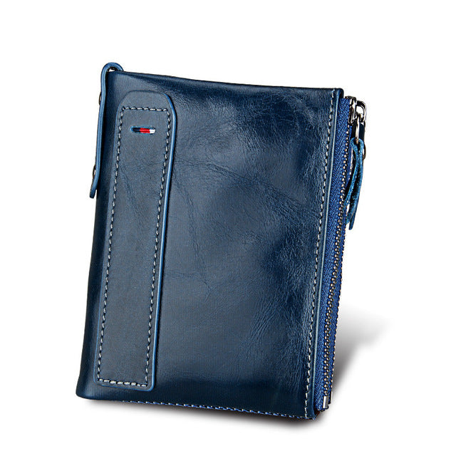 Genuine Leather Zipper Wallet - 5 Colors