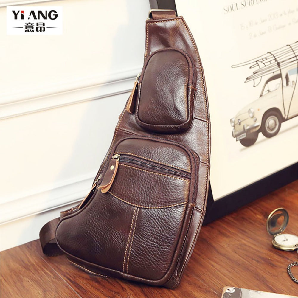 Vintage Genuine Leather Sling Chest Bag