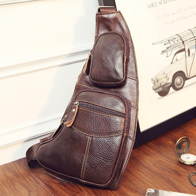 Vintage Genuine Leather Sling Chest Bag