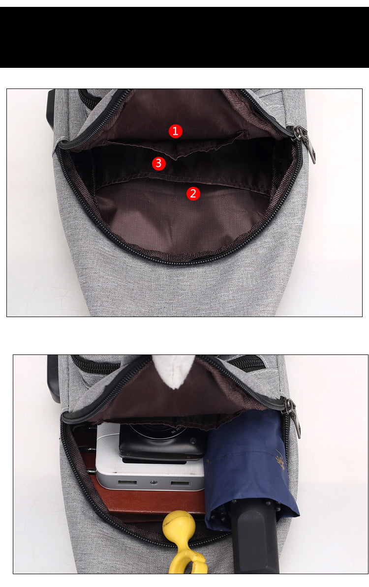 Casual Chest/Crossbody Bag with USB - 3 Colors