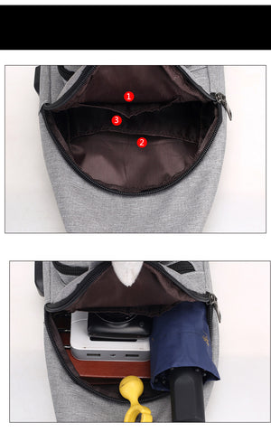 Casual Chest/Crossbody Bag with USB - 3 Colors