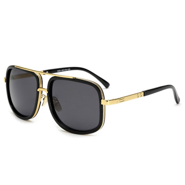 Square Pilot Mirrored Sunglasses in Black