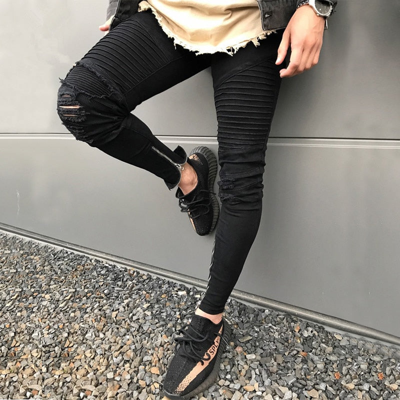 Black Skinny Stretch Ankle Zipper Jeans
