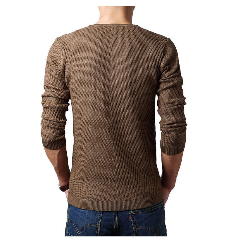 Premium Henley Neck Ribbed Sweater