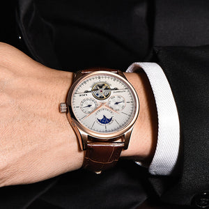 Luxury Tourbillon Automatic Leather Watch
