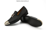 Luxury Handcrafted Gold Metal Toe Loafers