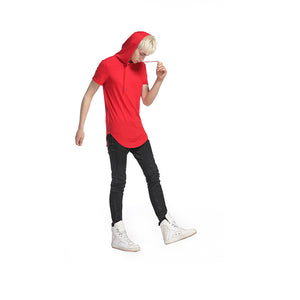 Longline Slim-Fit Side Zipper Hooded T Shirt - 8 Colors