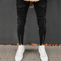 Black Skinny Pocket Detail Ankle Zipper Jeans in Black