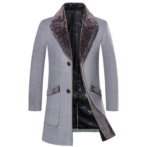 Luxury Woollen Fur Collar Long Coat