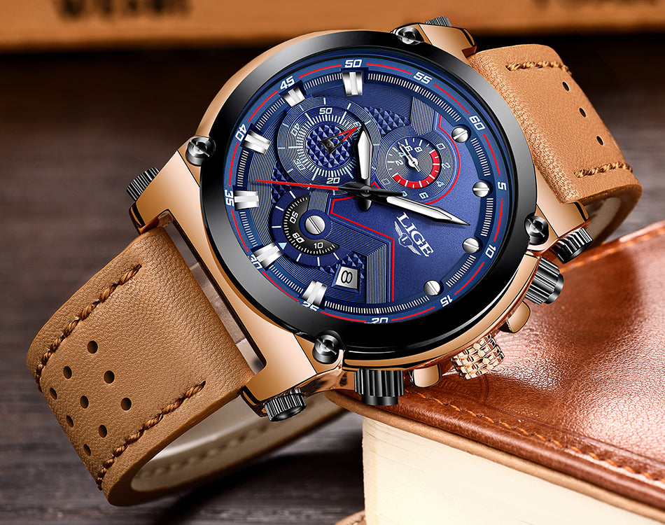 Luxury Leather Sports Chrono Watch