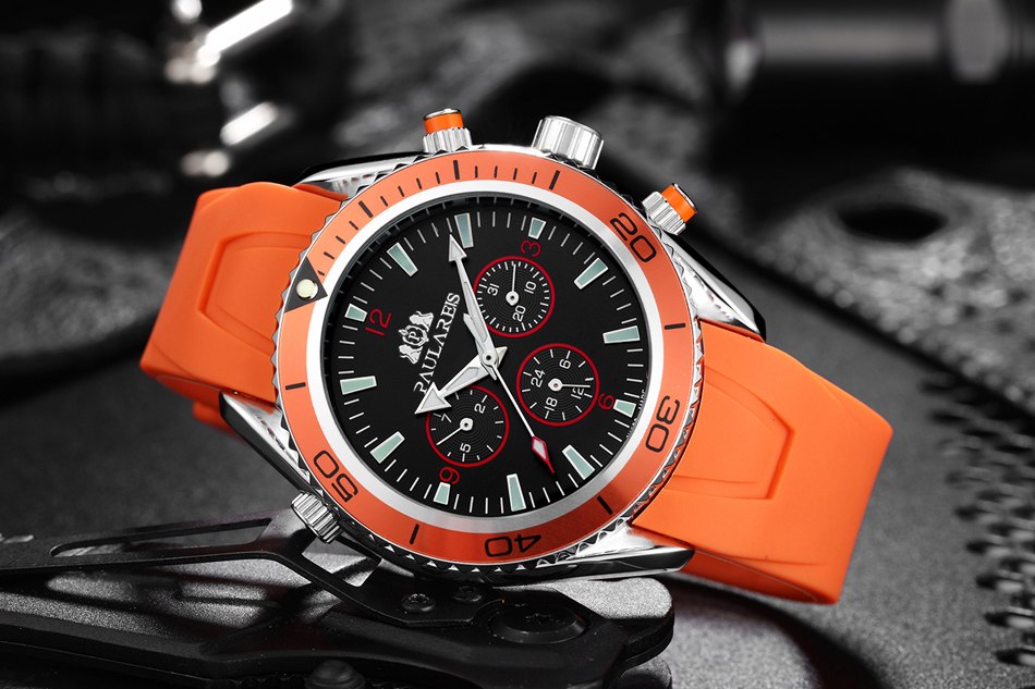 Luxury Automatic Bond Chrono Watch - Rubber Strap