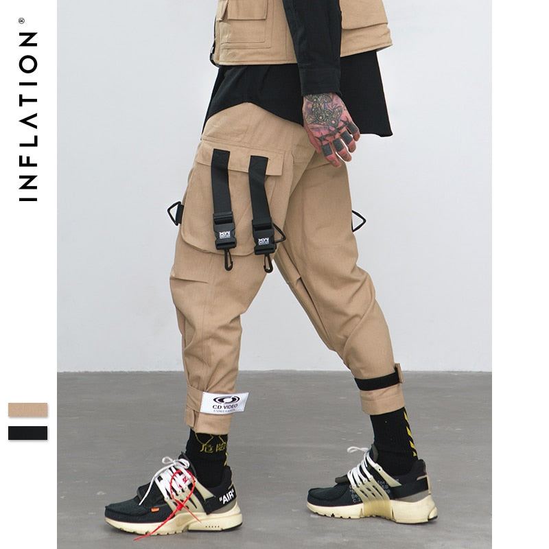 STRAPS XRZ Elastic Waist Cargo Pants in Khaki