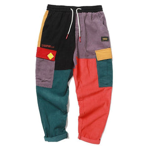 Vintage Color Block Corduroy Harem Pants