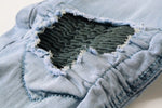 Light Blue Acid Wash Skinny Ripped Ankle Zipper Jeans