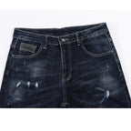 Skinny Ripped Tapered Jeans - Dark Blue