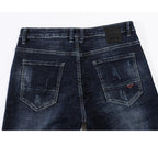 Skinny Ripped Tapered Jeans - Dark Blue