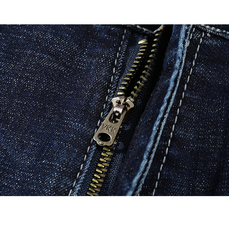 Skinny Ripped Tapered Jeans - Dark Blue