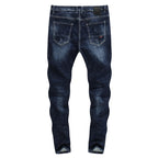 Skinny Ripped Tapered Jeans - Dark Blue