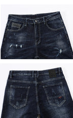 Skinny Ripped Tapered Jeans - Dark Blue