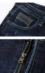 Skinny Ripped Tapered Jeans - Dark Blue