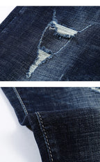 Skinny Ripped Tapered Jeans - Dark Blue