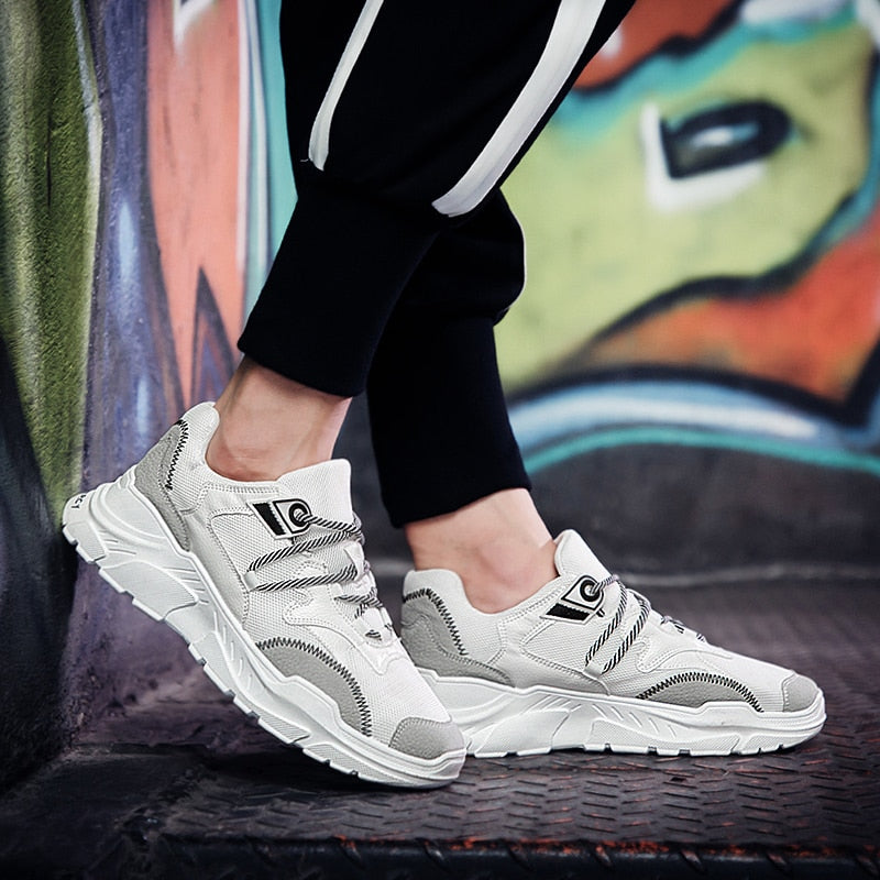MERCY RX97 Chunky Leather/Mesh Sneakers - White