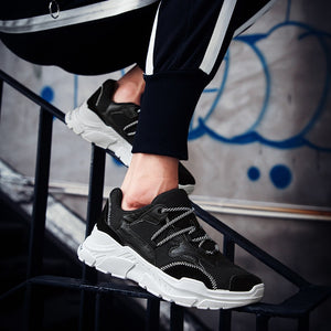 MERCY RX97 Chunky Leather/Mesh Sneakers - Black